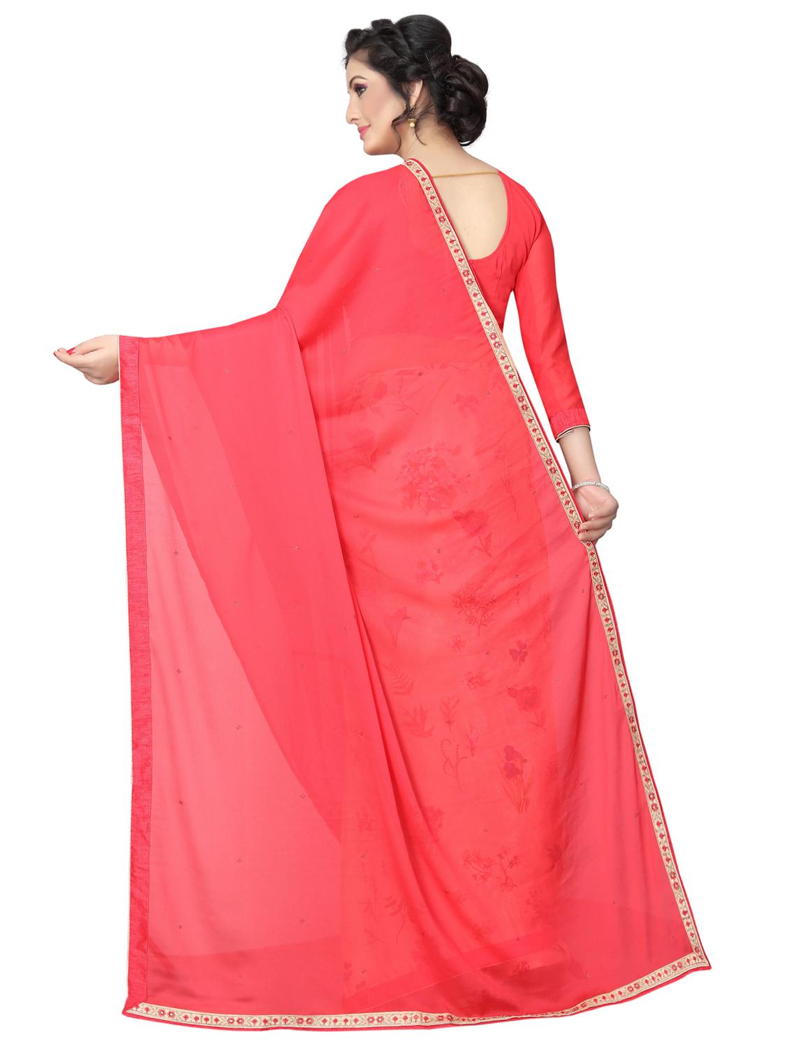 floral half and half saree with blouse - 15642654 - Zoom Image - 2