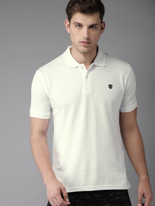 white solid polo t-shirt - 15643065 - Standard Image - 1