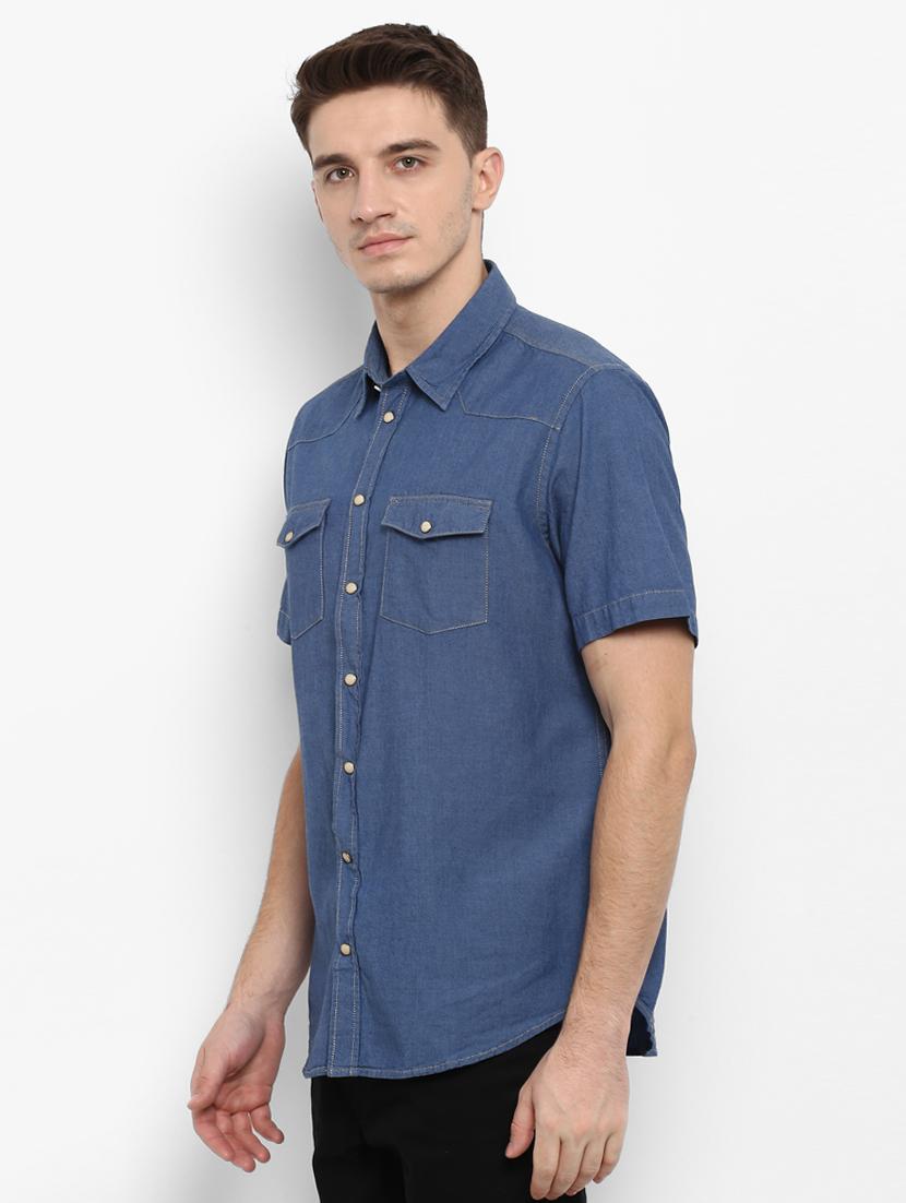 blue denim casual shirt - 15648660 - Zoom Image - 2