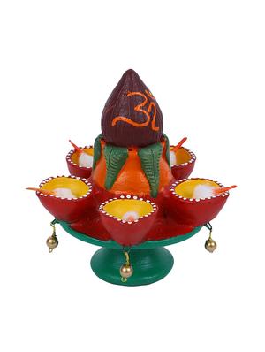 Aapno Rajasthan Auspicious 4 Faced Kalash Design Terracota Diya - 15649176 - Standard Image - 2