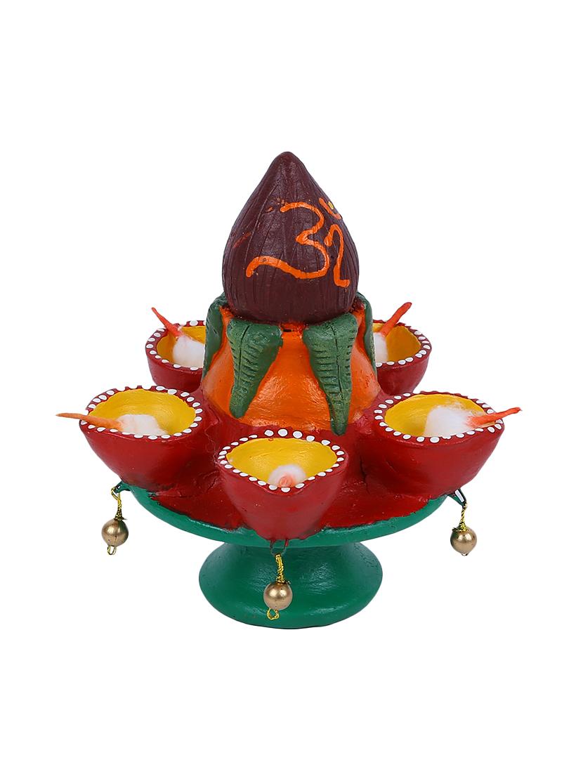 Aapno Rajasthan Auspicious 4 Faced Kalash Design Terracota Diya - 15649176 - Zoom Image - 2