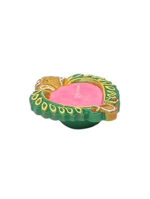 aapno rajasthan multicoloured wax filled terracotta diyas-set of 4 - 15649191 - Standard Image - 5