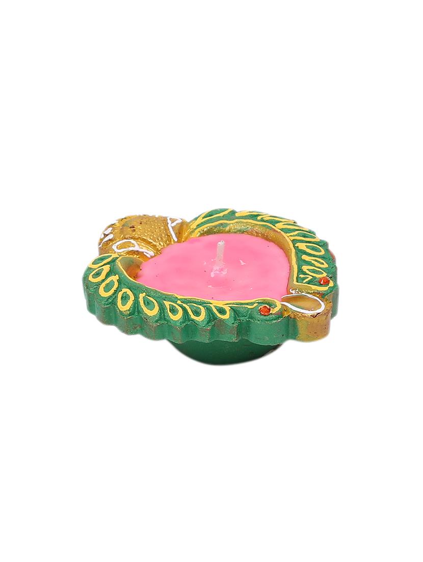 aapno rajasthan multicoloured wax filled terracotta diyas-set of 4 - 15649191 - Zoom Image - 5