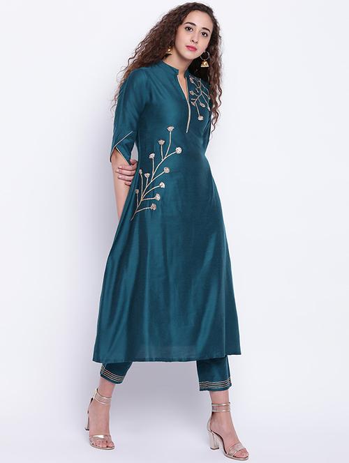 gota work kurta with pant set - 15649783 - Standard Image - 1