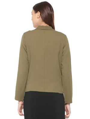 moss green lapel collared blazer - 15650184 - Standard Image - 2