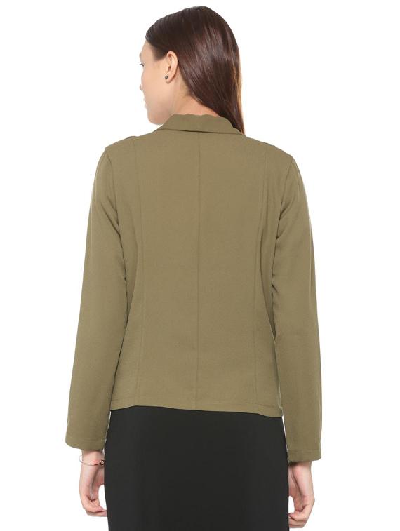 moss green lapel collared blazer - 15650184 - Zoom Image - 2