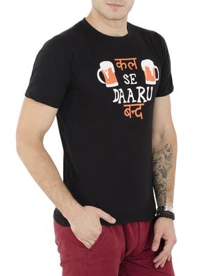 black cotton chest print t-shirt - 15650553 - Standard Image - 2