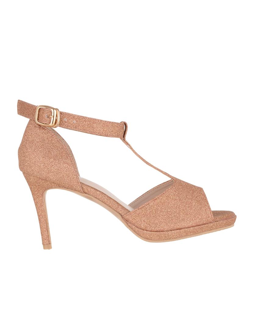bronze faux leather ankle strap sandals - 15651001 - Zoom Image - 2