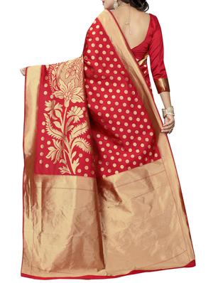 Polka dots banarasi saree with blouse - 15651024 - Standard Image - 2