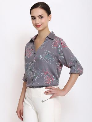 roll-up sleeved ditsy floral shirt - 15651122 - Standard Image - 2