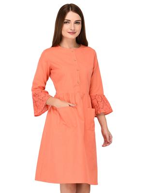 bell sleeved fit & flare dress - 15652614 - Standard Image - 2