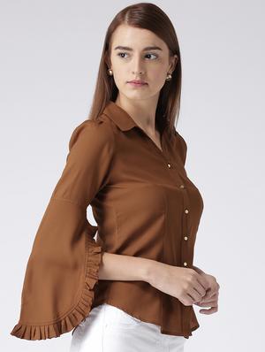 frill detail slit sleeved shirt - 15652764 - Standard Image - 2