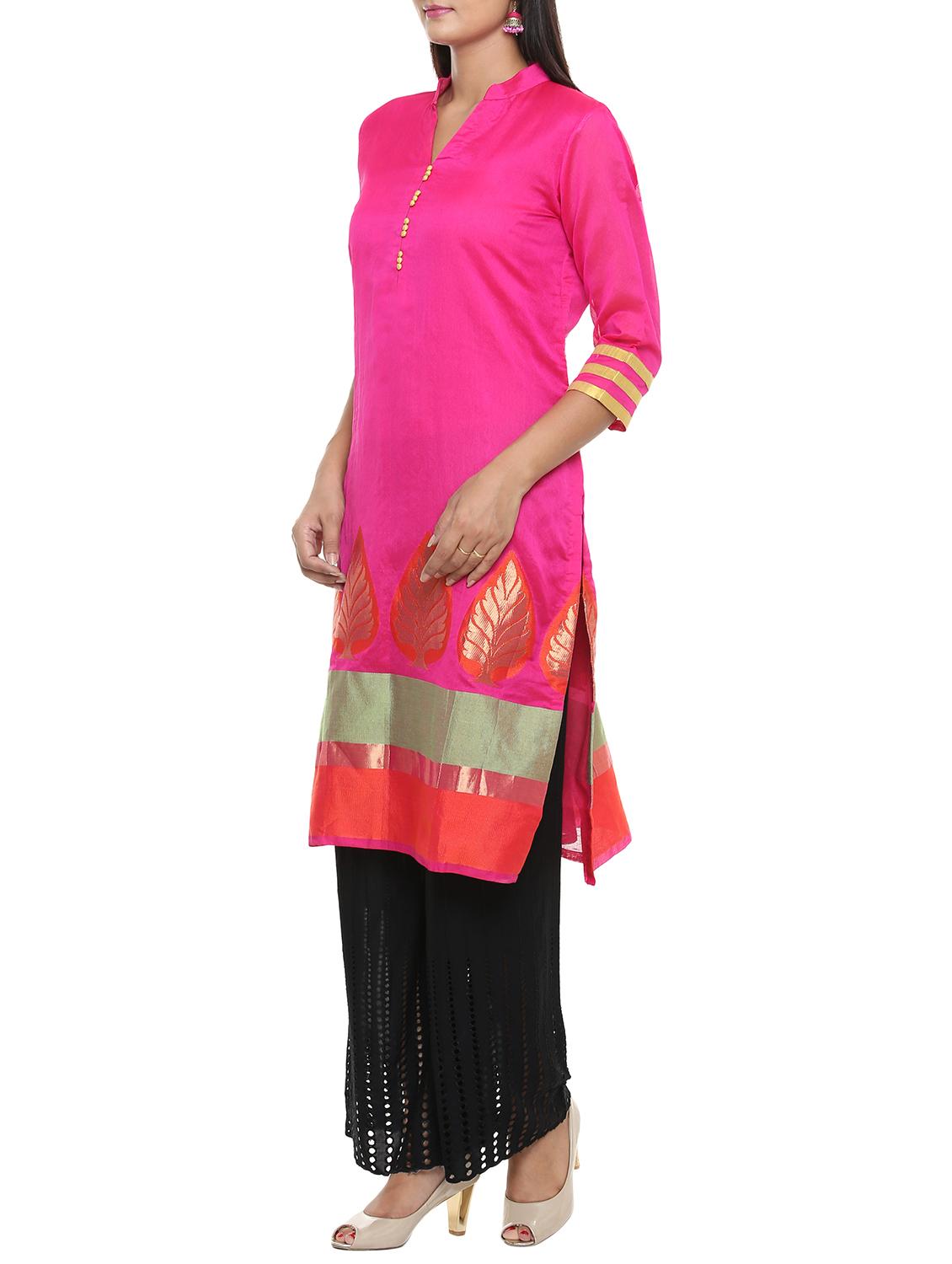 chanderi straight kurta - 15653729 - Zoom Image - 2