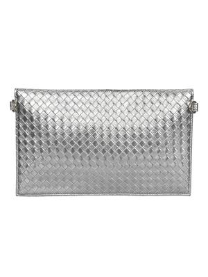 silver leatherette (pu) envelope clutch - 15655602 - Standard Image - 2