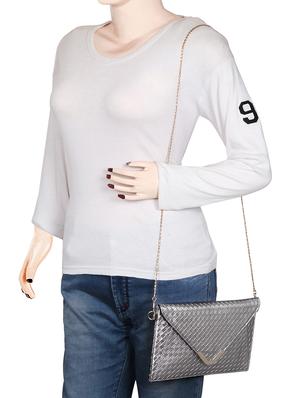silver leatherette (pu) envelope clutch - 15655602 - Standard Image - 5