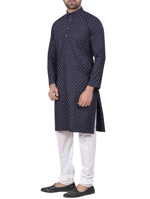 blue cotton kurta pyjama set - 15656063 - Standard Image - 2