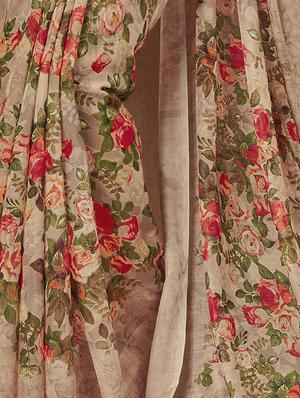 Linen floral printed saree with blouse - 15658047 - Standard Image - 2