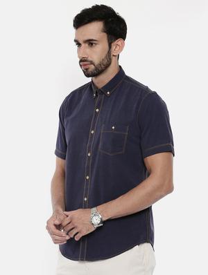 blue cotton casual shirt - 15661065 - Standard Image - 2