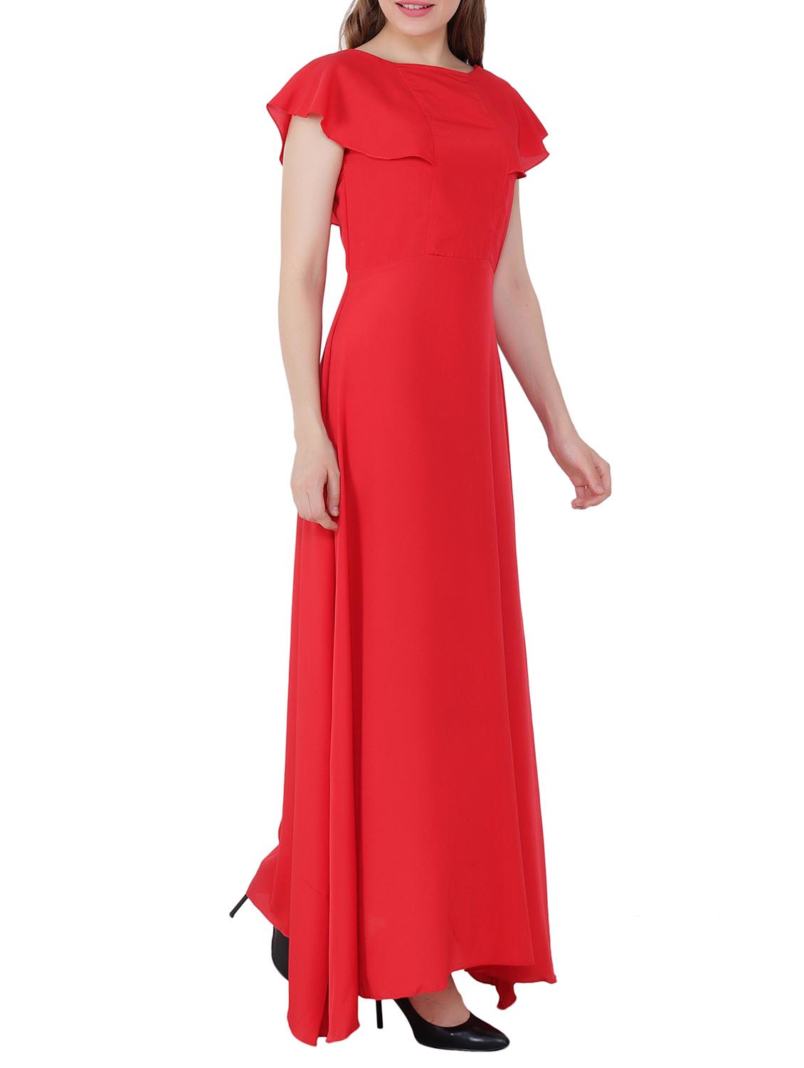 scarlet ruffle sleeved gown - 15661121 - Zoom Image - 2