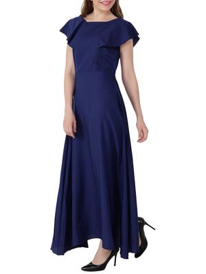 electric blue ruffle sleeved gown - 15661122 - Standard Image - 2