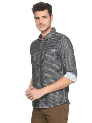 black cotton casual shirt - 15669274 - Standard Image - 2