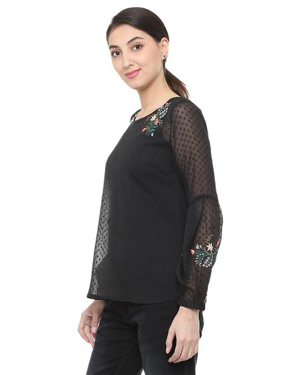 embroidered round neck top - 15669420 - Zoom Image - 2