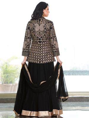 Embroidered semi-stitched skirt suit set - 15669451 - Standard Image - 2