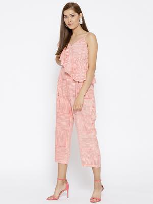 diagonal frill cropped jumsuit with stripes - 15669824 - Standard Image - 2