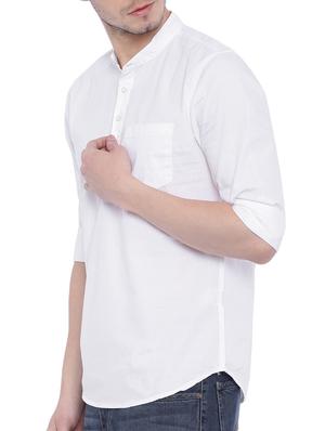 white cotton short kurta - 15670964 - Standard Image - 2