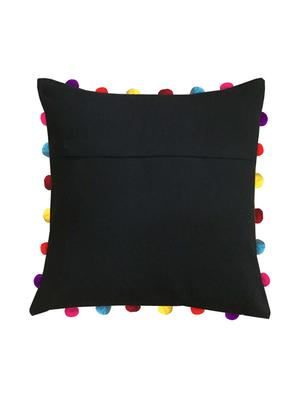 lushomes pirate black cushion cover with colorful pom pom (single pc, 18 x 18?) - 15671562 - Standard Image - 2