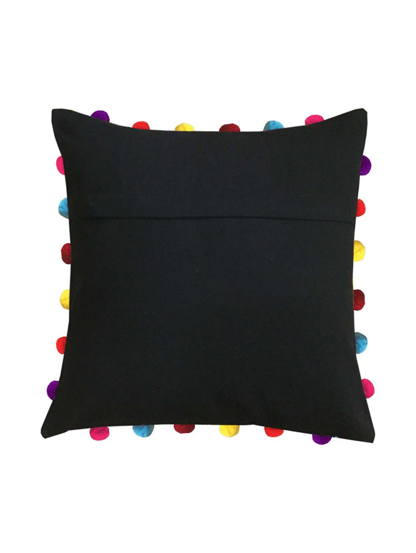 lushomes pirate black cushion cover with colorful pom pom (single pc, 18 x 18?) - 15671562 - Zoom Image - 2