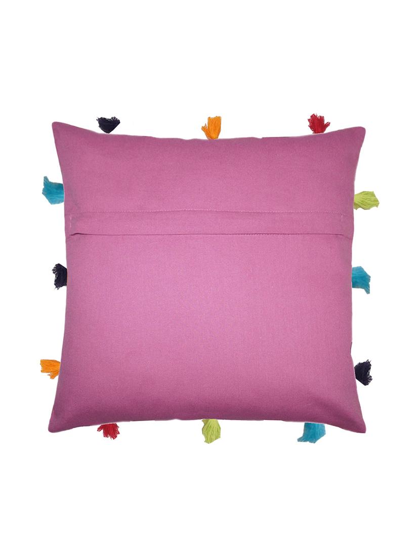 lushomes bordeaux cushion cover with colorful tassels (single pc, 12 x 12?) - 15671637 - Zoom Image - 2