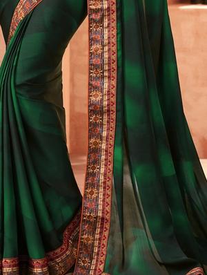embroidered border ombre saree with blouse - 15672042 - Standard Image - 2