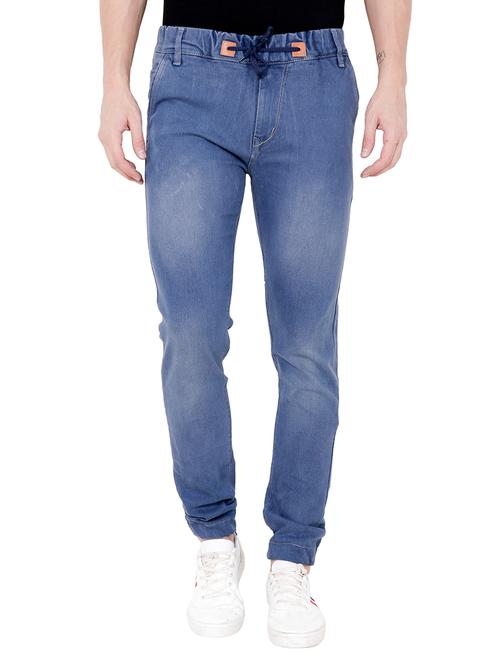 light blue denim joggers - 15674281 - Standard Image - 1