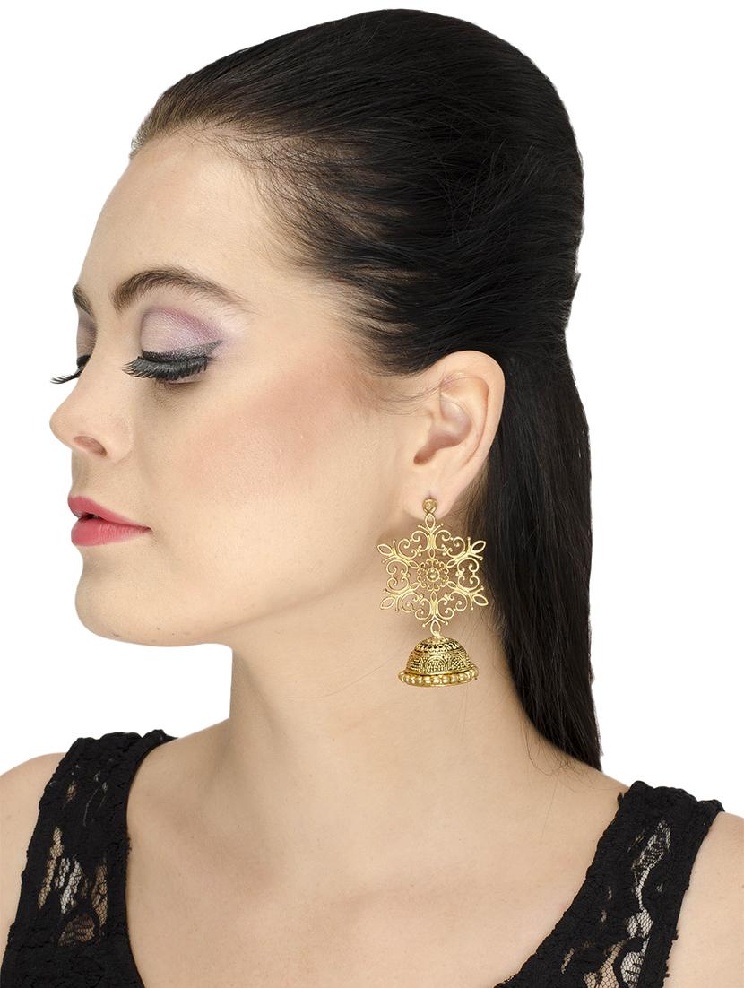 gold tone jhumka - 15674435 - Zoom Image - 2
