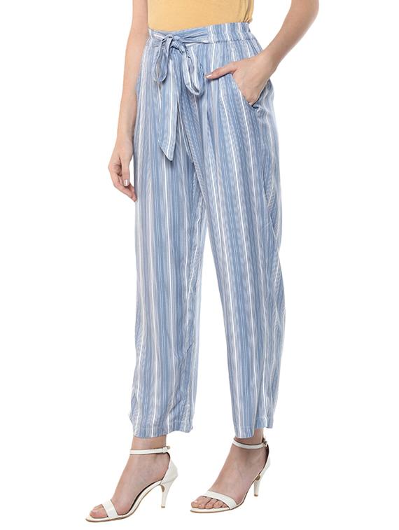striped tie up detail trouser - 15675082 - Zoom Image - 2