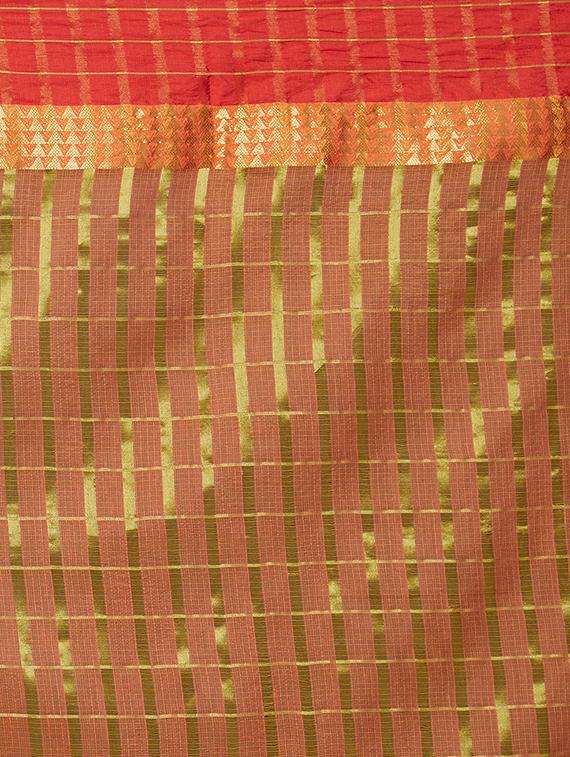 zari checkered woven saree with blouse - 15676069 - Zoom Image - 5