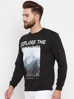 black cotton front print sweatshirt - 15676128 - Standard Image - 2