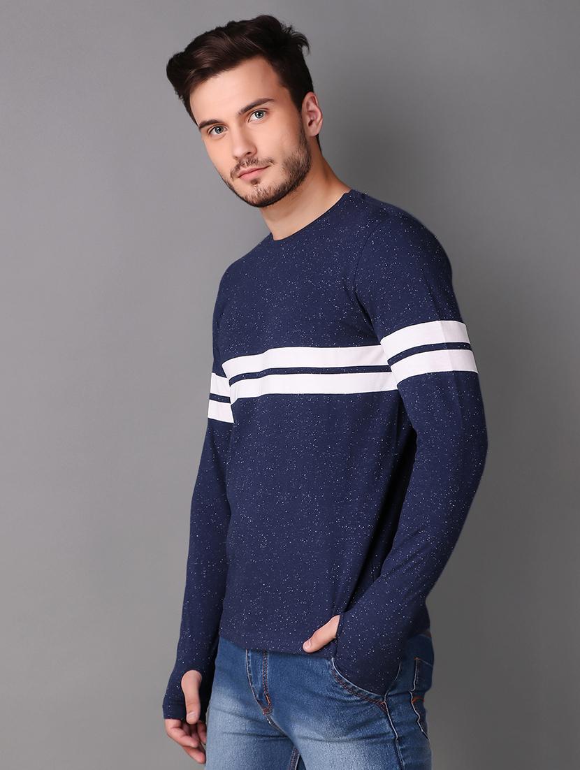 blue cotton thumb hole t-shirt - 15676141 - Zoom Image - 2
