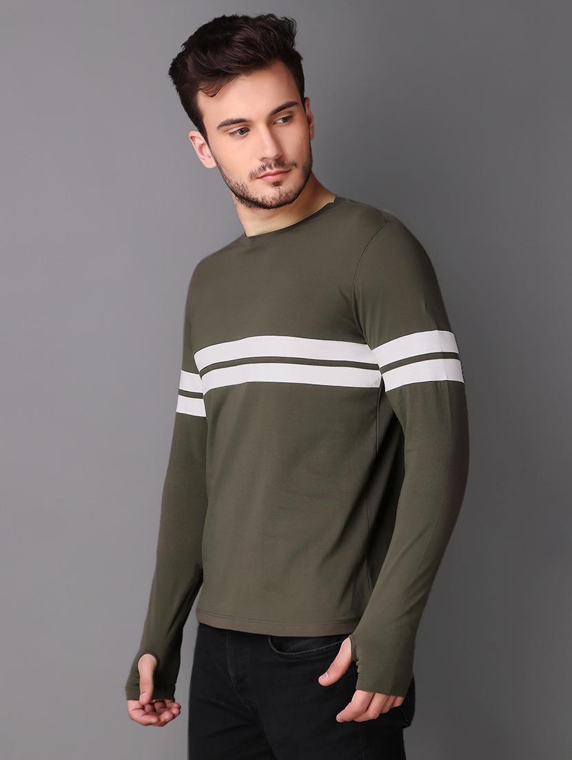green striped thumb hole t-shirt - 15676147 - Zoom Image - 2