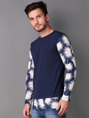 navy blue cotton printed t-shirt - 15676148 - Standard Image - 2
