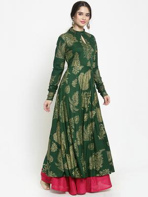 flared foil print long sleeves kurta - 15676255 - Standard Image - 2