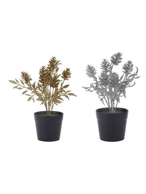 Combo of 2 Spray Painted Artificial Silver and Gold Pine Cone Plants by Foliyaj - 15676339 - Standard Image - 2