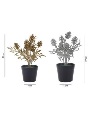 Combo of 2 Spray Painted Artificial Silver and Gold Pine Cone Plants by Foliyaj - 15676339 - Standard Image - 5