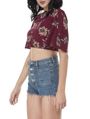 bell sleeved floral crop top - 15676538 - Standard Image - 2