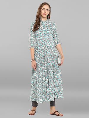 printed flared kurta - 15676579 - Standard Image - 2