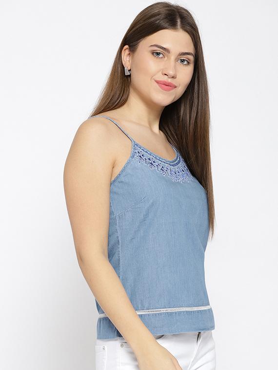 embroidered neck cami top - 15678525 - Zoom Image - 2