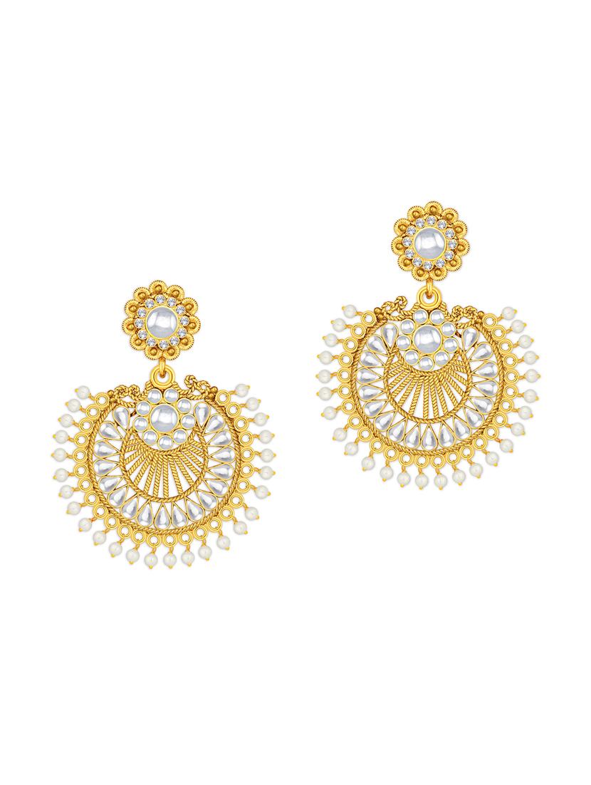gold metal chandballi earring - 15678631 - Zoom Image - 2