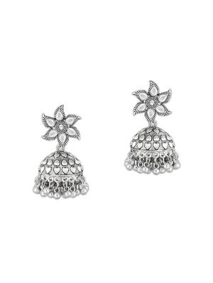 silver metal jhumka earring - 15678655 - Standard Image - 2