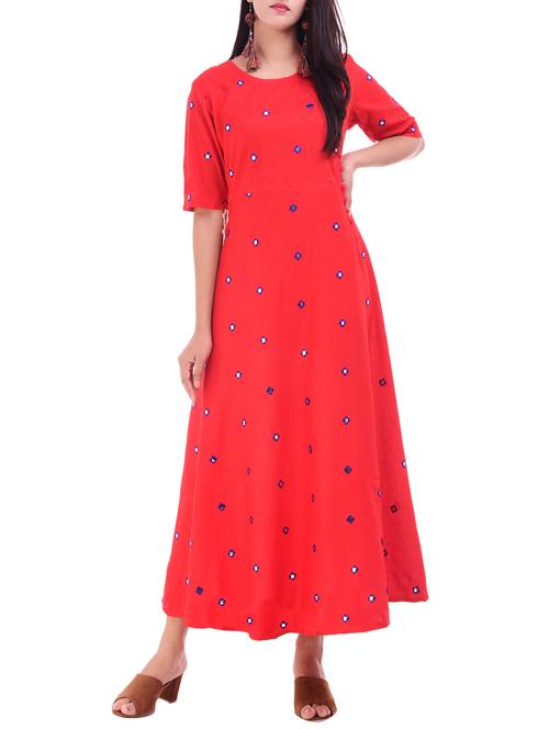 A-line mirror work kurta - 15678759 - Standard Image - 1